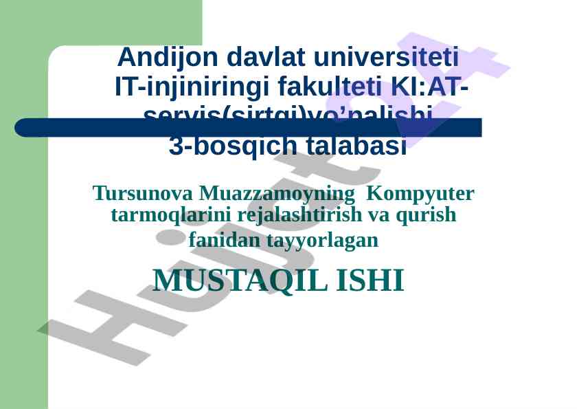 Lokal tarmoq turlari va ularni rejalashtirish