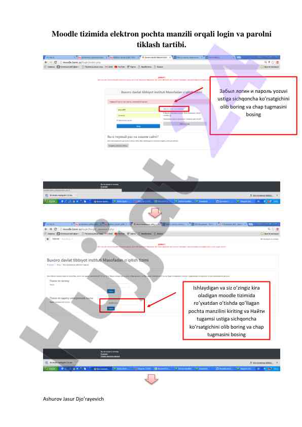 Moodle tizimida login va parolni tiklash tartibi