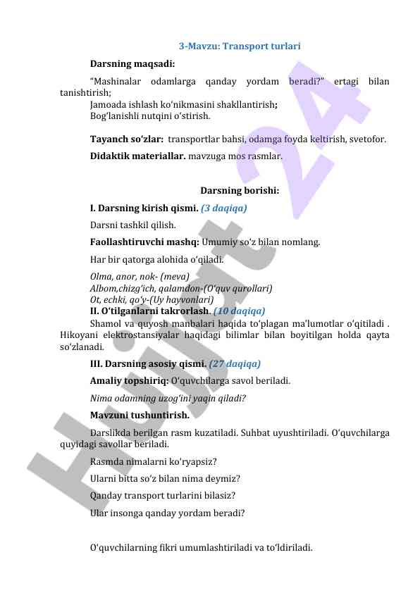 Transport turlari va odamlarga yordam berish