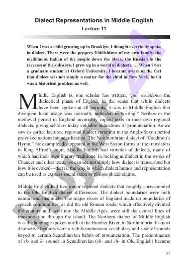 Dialect representations in middle english analysis