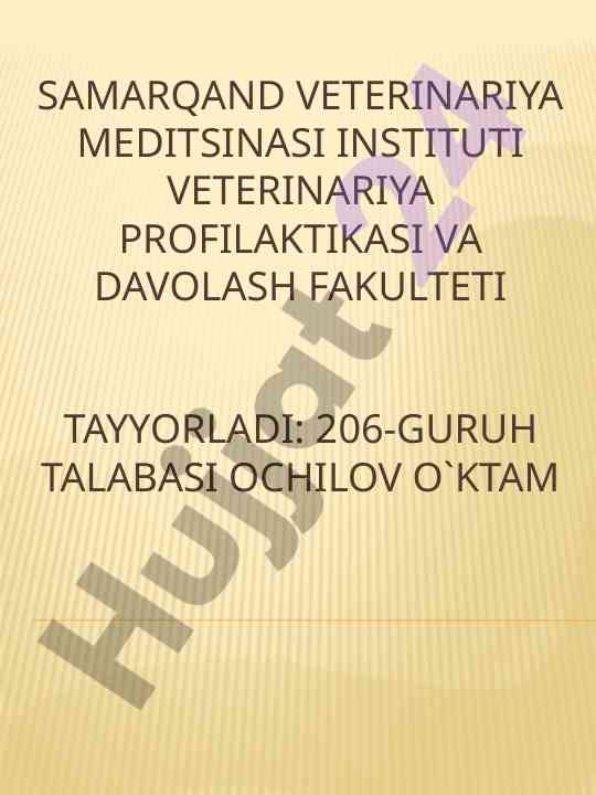 Veterinariya profilaktikasi va davolash kursi