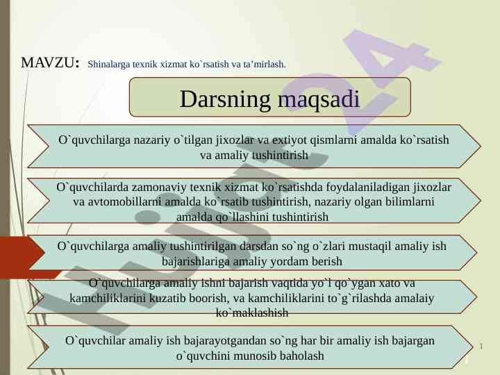 Shinalarga texnik xizmat ko‘rsatish va ta’mirlash