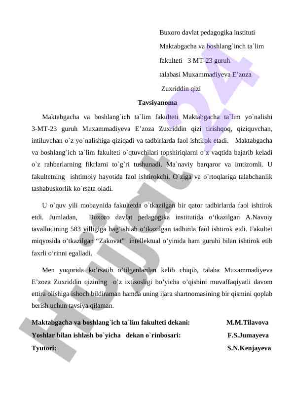 Maktabgacha ta'lim fakultetida talaba faolligi