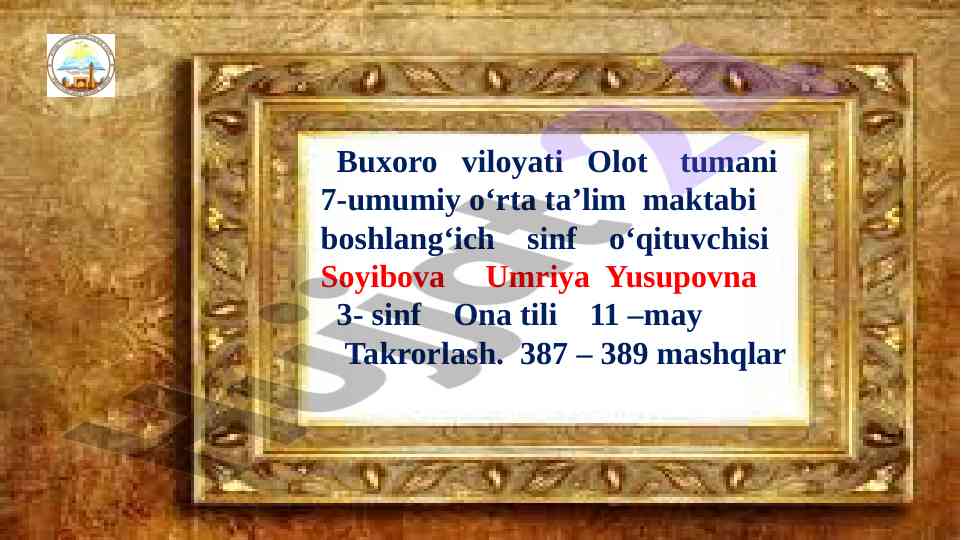 Ona tili 3-sinf takrorlash mashqlari
