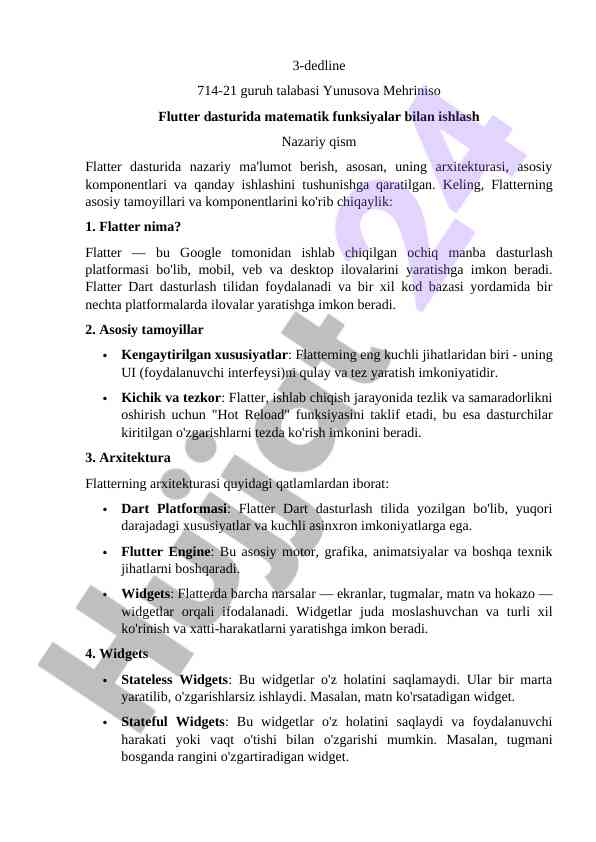 Flutter dasturida matematik funksiyalar bilan ishlash