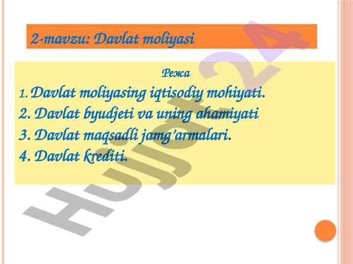 Davlat moliyasining iqtisodiy mohiyati va ahamiyati
