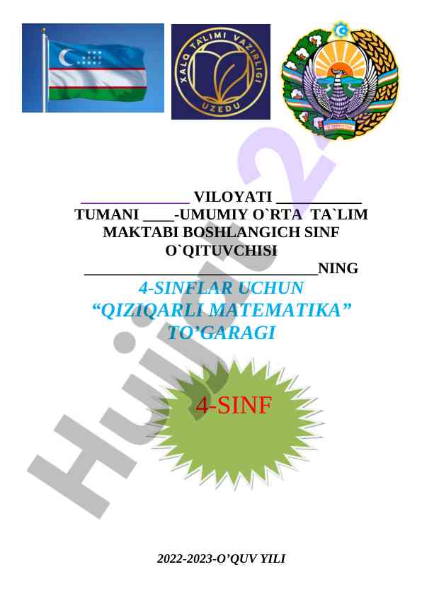 Qiziqarli mathematika tog`aragi 2022-2023