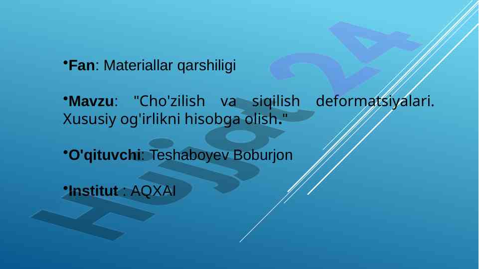Cho'zilish va siqilish deformatsiyalari tahlili