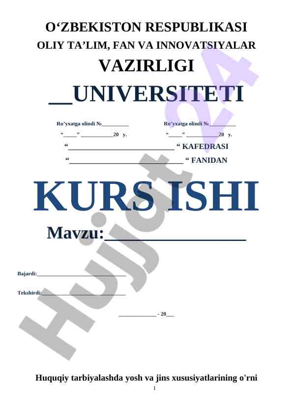 Huquqiy Tarbiyalashda Yosh Va Jins Xususiyatlari