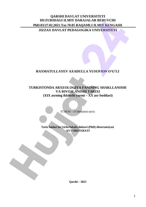 Tarixiy arxeologiya fanining rivojlanishi tarixi