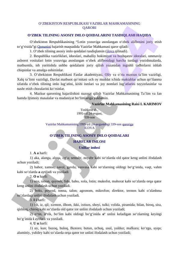 O‘zbek tilining asosiy imlo qoidalari bo‘yicha qo‘llanma