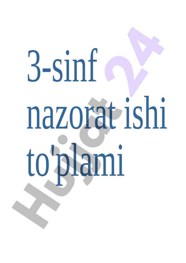 Matematika nazorat ishlari namunalari 3-sinf