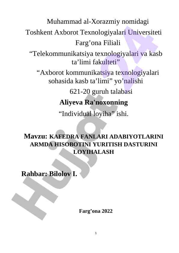 Telekommunikatsiya texnologiyalari loyihasi