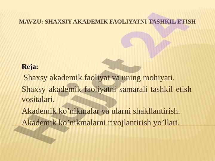 Shaxsiy akademik faoliyatni tashkil etish