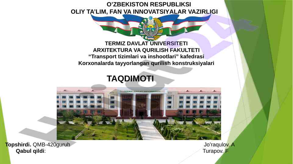 Armatura mahsulotlari turlari va xususiyatlari