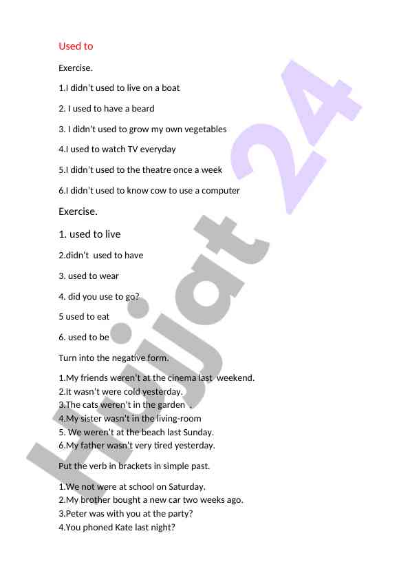 English grammar exercises for improving skills