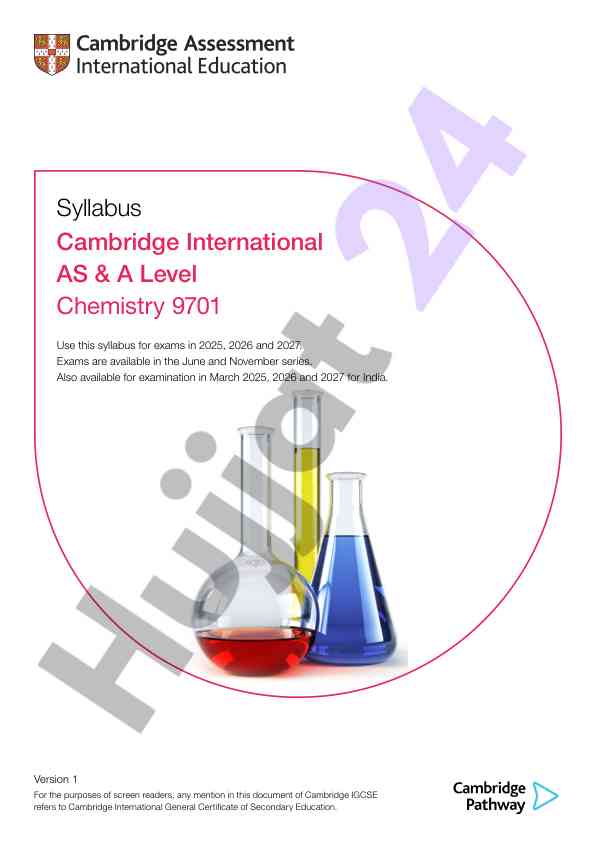 Cambridge international as a level chemistry syllabus 9701