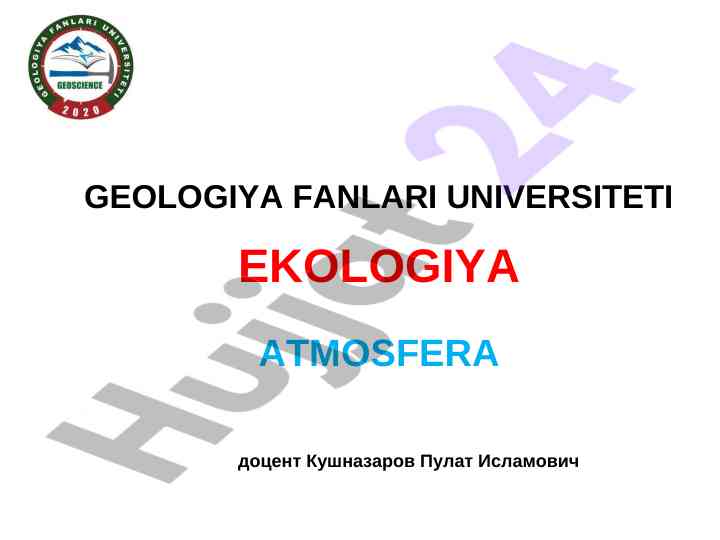 Atmosfera qatlamlari va xususiyatlari