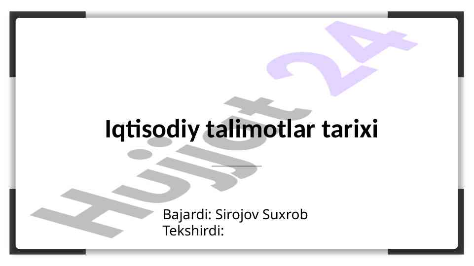 Iqtisodiy talimotlar tarixi qadimgi sharqda