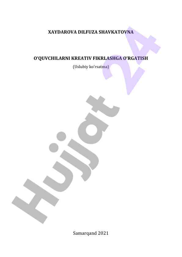 O‘quvchilarga kreativ fikrlashni o‘rgatish usuliyati