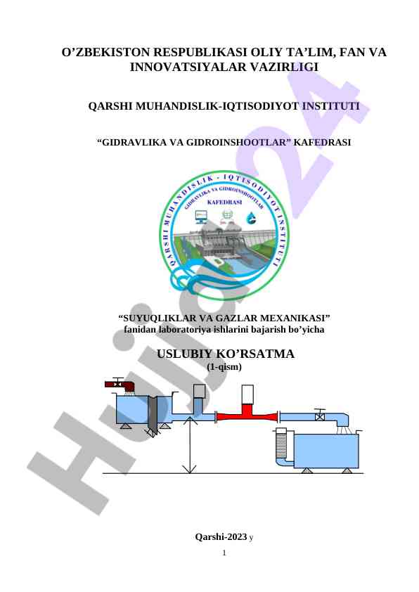 Suyuqliklar va gazlar mexanikasi laboratoriya ishlari