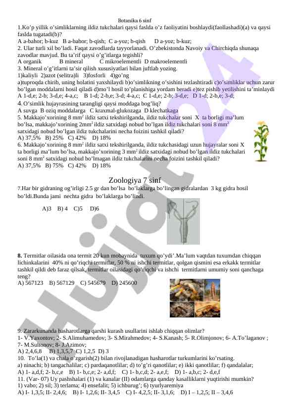 Botanika 6 sinf o’simlik faoliyatining fasllari
