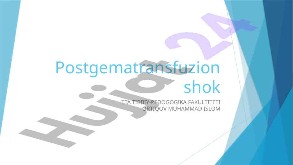 Transfuzion terapiya mezoni va qon yo‘qotish