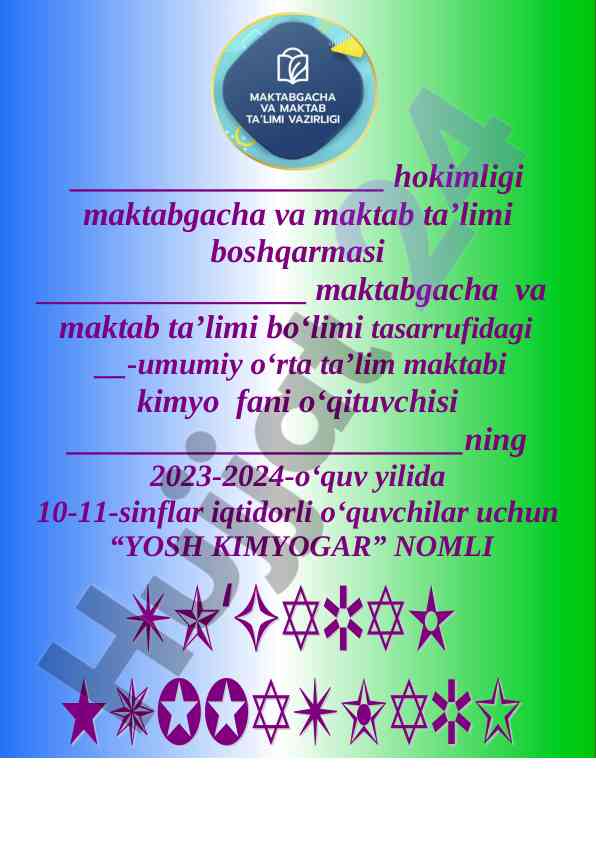 Yosh kimyogar to‘garagi ma’lumotnomasi 2023-2024