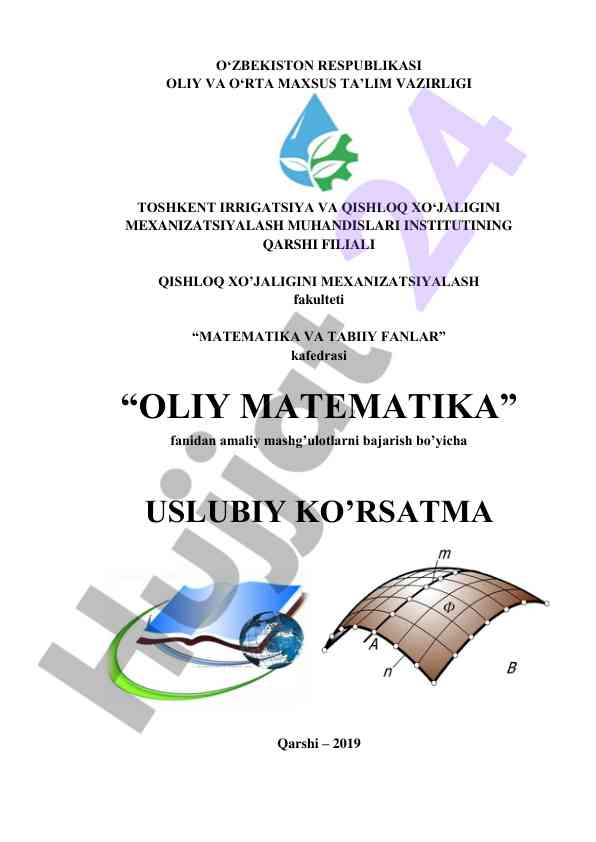 Amaliy mashg‘ulotlar uchun uslubiy ko’rsatma