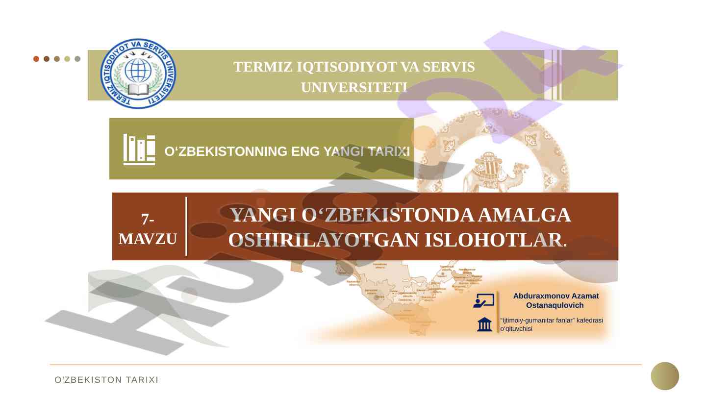 Yangi o‘zbekiston tarixida islohotlar va strategiyalar