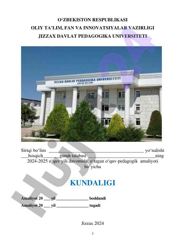 Amaliyot kundaligi bilan ishlash bo'yicha qo'llanma