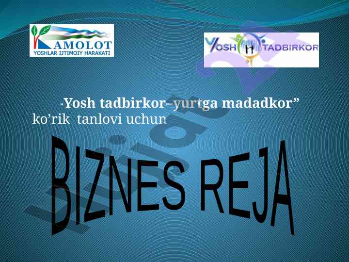 Yosh tadbirkor uchun biznes reja taqdimoti