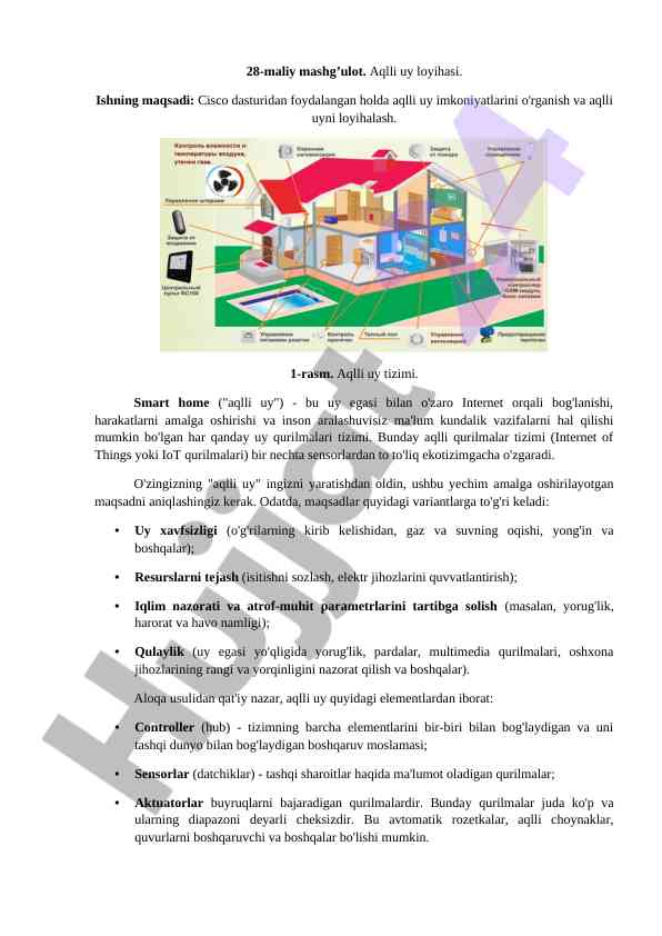 Aqlli uy loyihasi dars ishlari