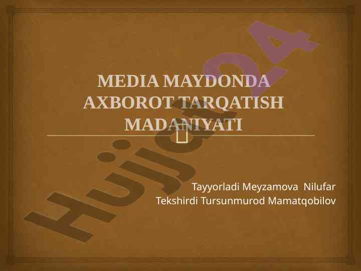 Axborot tarqatish madaniyati va axloqiy qoidalari
