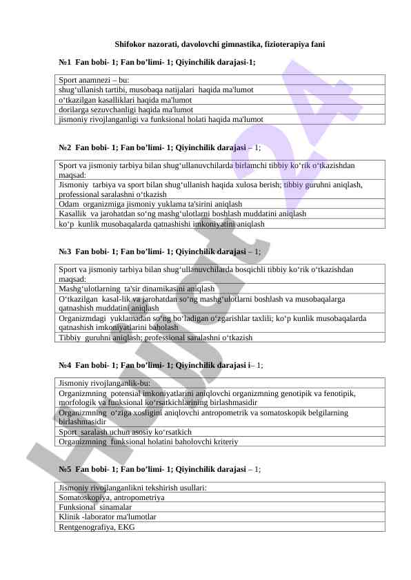 Gimnastika va fizioterapiya asoslari