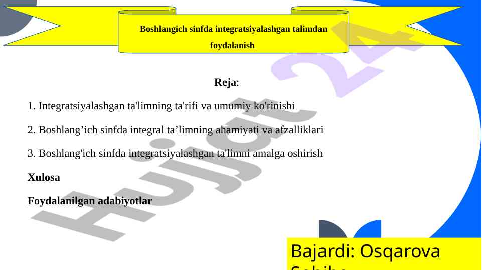 Boshlang'ich sinflarda integratsiyalashgan ta'lim