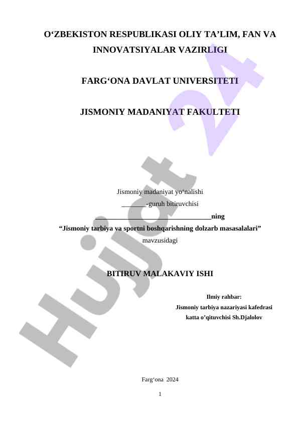 Jismoniy tarbiya va sportni boshqarish masasalari