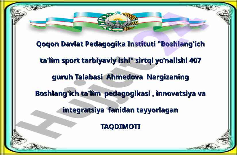 Boshlang'ich ta'limda dars o'tish metodikalari