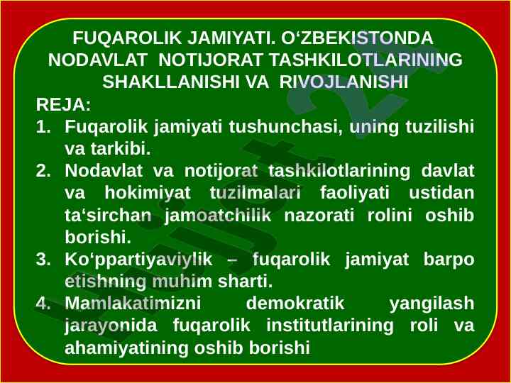 Fuqarolik jamiyati tashkilotlarining rivojlanishi