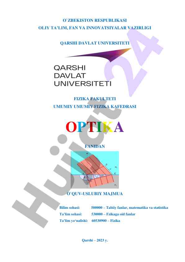 Optika fanidan o‘quv-uslubiy majmua
