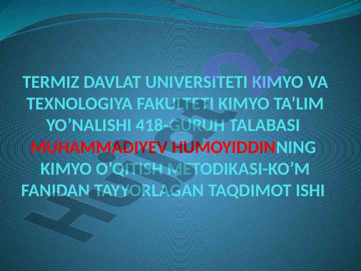 O'qitish natijalarini nazorat qilish metodikasi