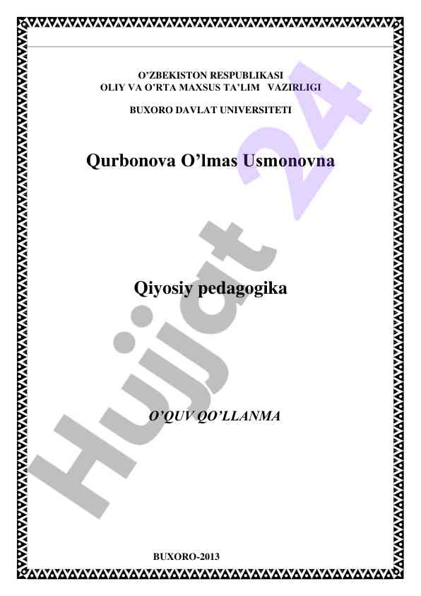 Qiyosiy pedagogika o‘quv qo‘llanma buxoro 2013