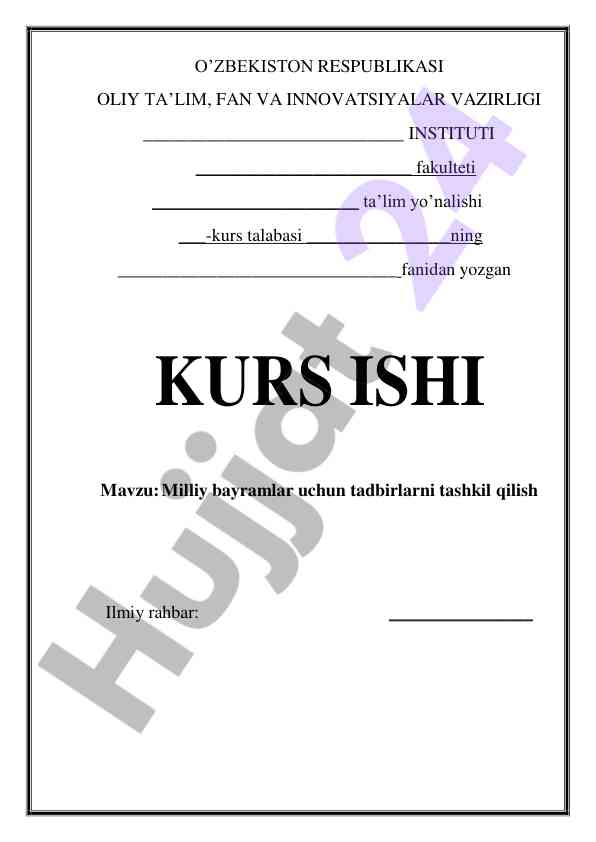 Milliy bayramlar uchun tadbirlarni tashkil qilish
