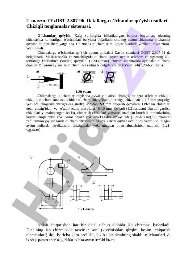O’lchamlar qo’yish usullari va chiziqli tenglamalar