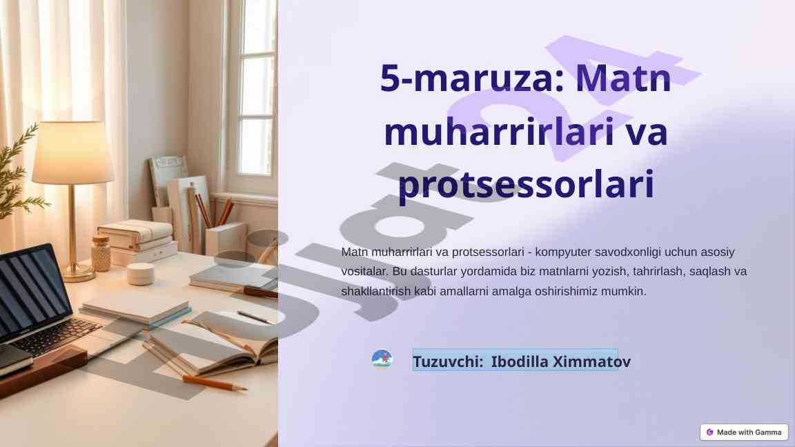 Matn muharrirlari va protsessorlari bo‘yicha qo‘llanma
