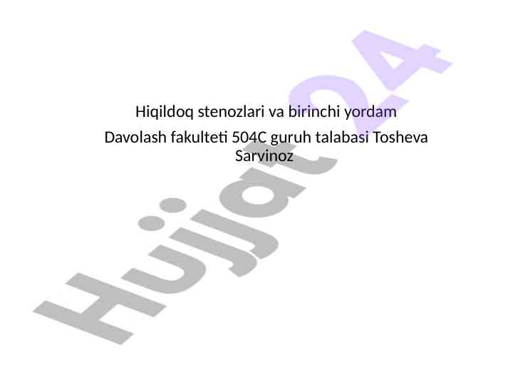 Hiqildoq stenozlari va birinchi yordam tahlili
