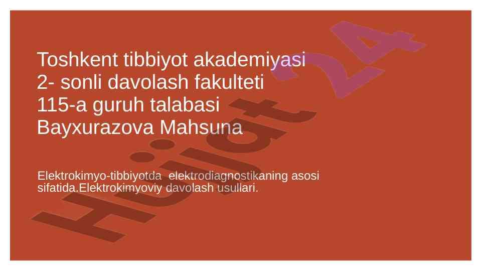 Elektrokimyo-tibbiyotda elektrodiagnostikaning asosi