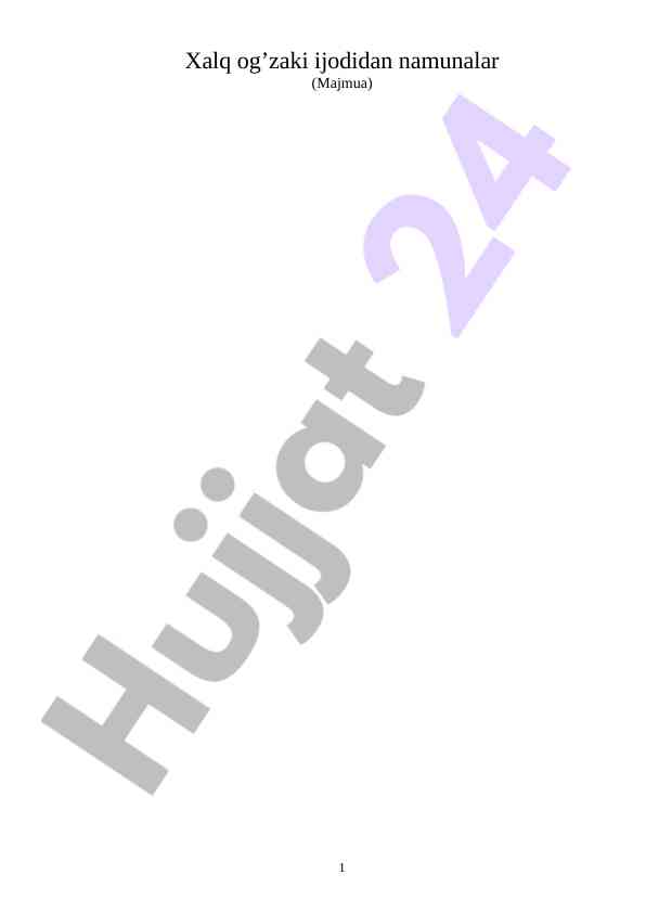 Xalq og’zaki ijodidan namunalar majmua