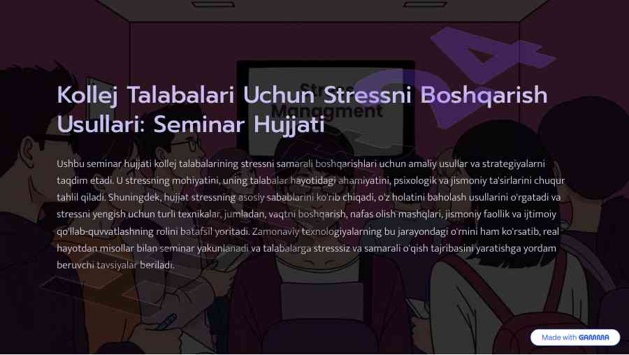 Kollej talabalari uchun stress boshqarish usullari
