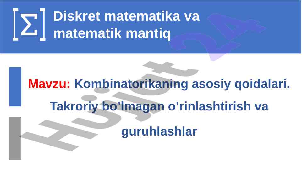 Diskret matematikada kombinatorikaning asosiy qoidalari